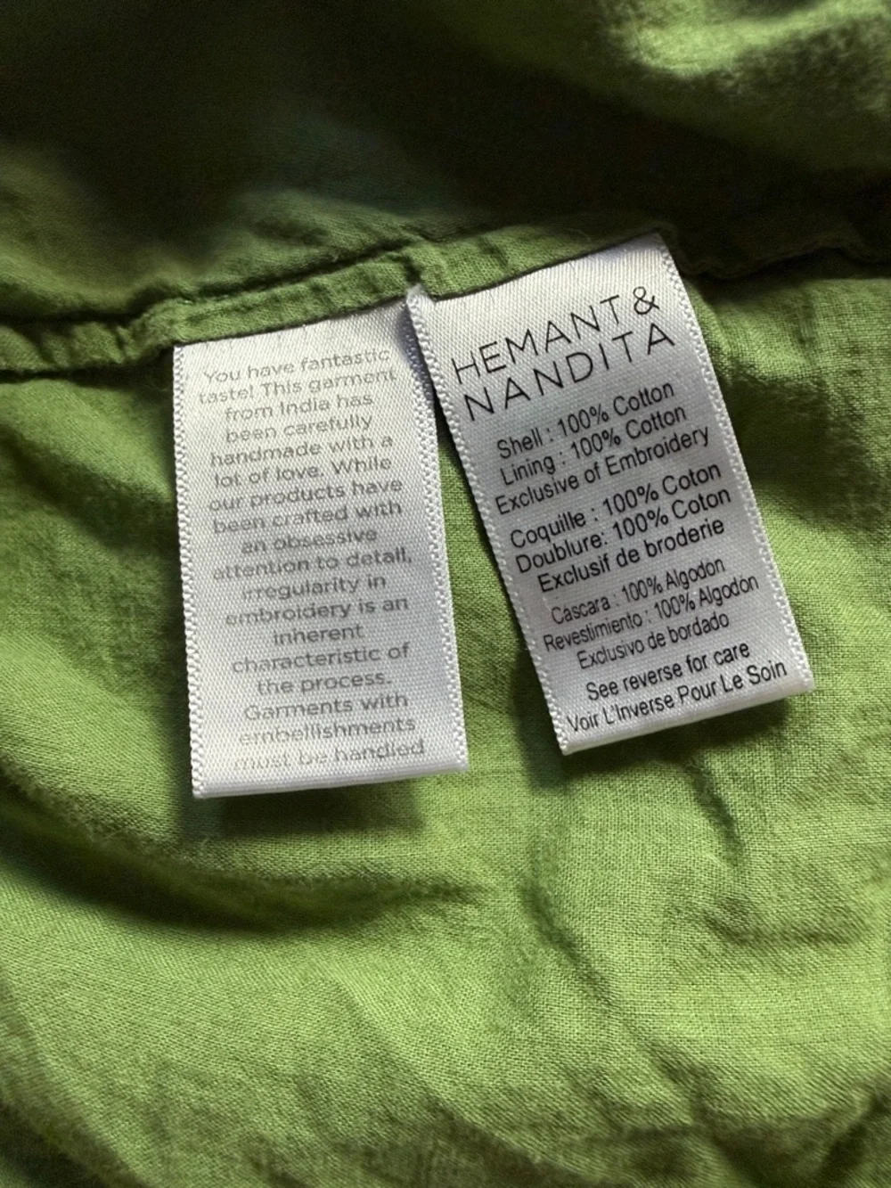 HEMANT & NANDITA - Green Floral Cutout Mini Dress - Women’s Small 2/4 - Picture 9 of 9
